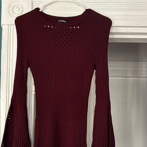 Roz & Ali Burgundy Long Sleeve Dress